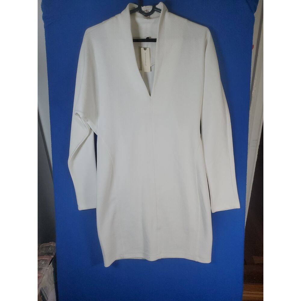 Anthropologie Daily Practice Knit Mini Dress White Ivory V Neck Size Small - Picture 16 of 16